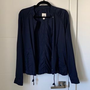 Gap tencel drapey drawstring jacket in navy blue (size XS)